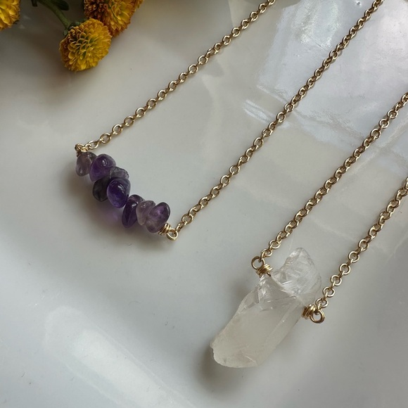 Quartz point and Amethyst Necklace Set - Picture 4 of 6